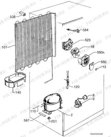 Взрыв-схема холодильника Rex Electrolux RRD43351M - Схема узла Cooling system 017